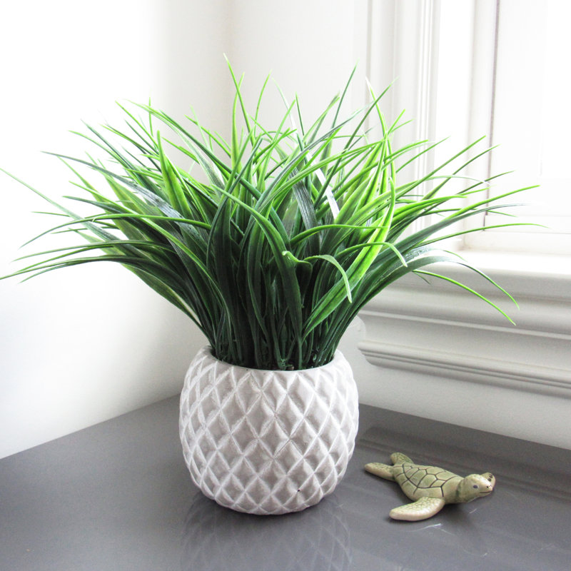 Gracie Oaks 10'' Artificial Grass in Pot Wayfair